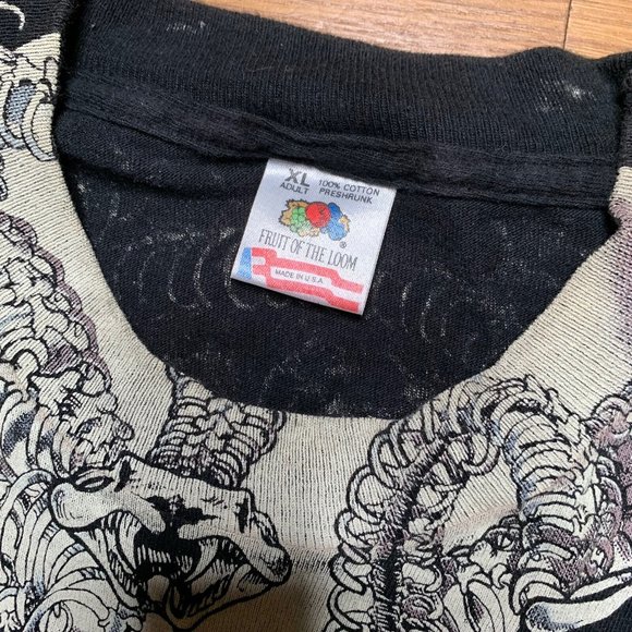 Vintage Liquid Blue Medusa Skull Snake All Over Print T-Shirt Size XL 19… - Picture 7 of 8